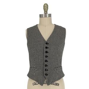 Vtg 90s Ralph Lauren Black Label Houndstooth Vest size 8 Wool Cashmere